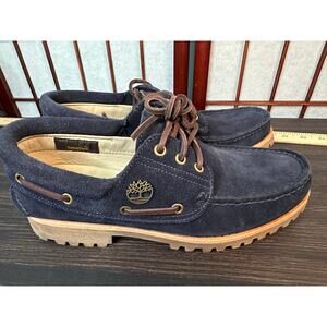 Timberland C.F. Stead Indigo Suede 3-Eye Lug Handsewn boat shoes dark blue suede